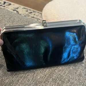 Hobo black leather clutch wallet.